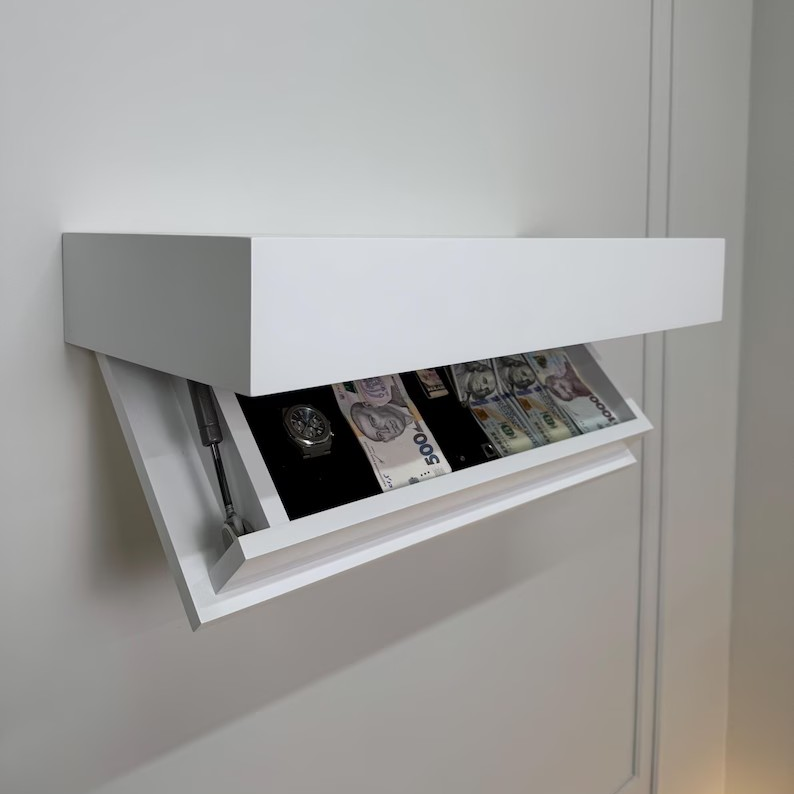 Secreture hidden wall shelf – open view secret compartment